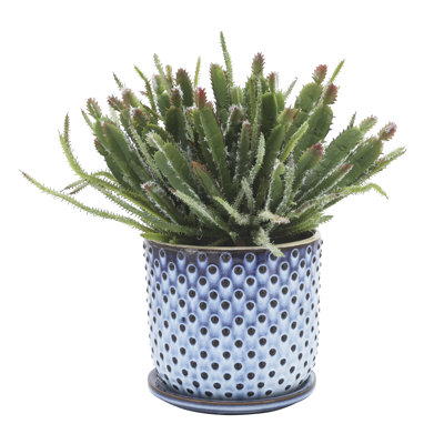 Modern Textured Ceramic Planter with Saucer