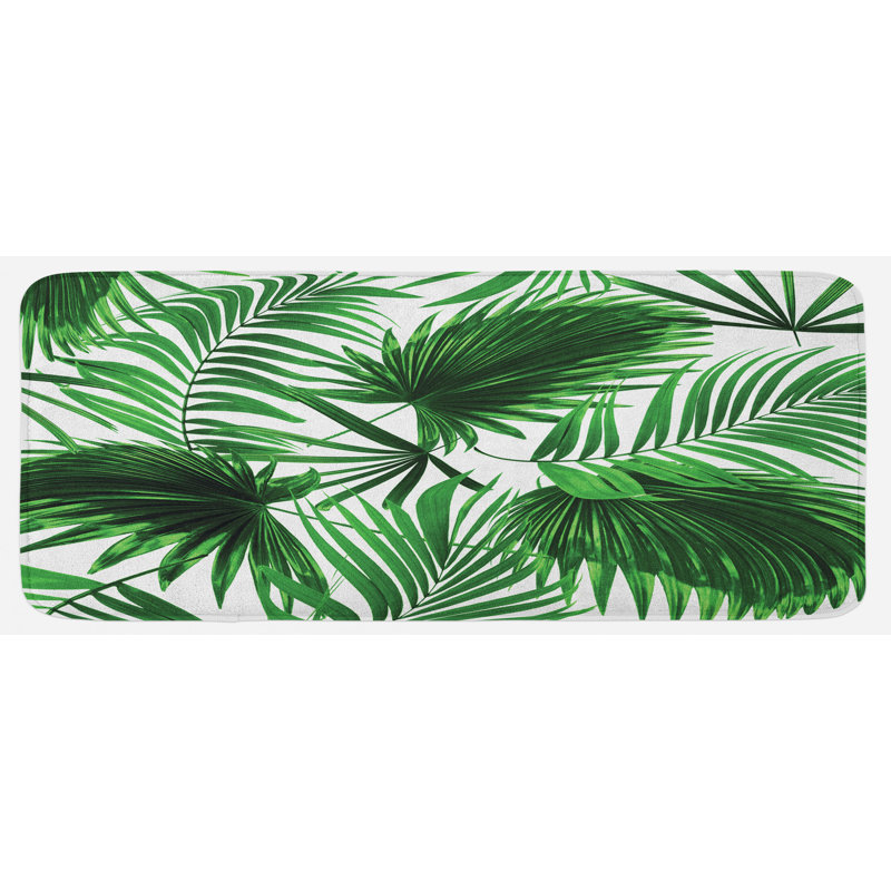 Tapis de cuisine réaliste à feuilles vertes de palmier