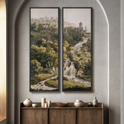 «Vintage Landscape Wall Art», ensemble de 2 toiles encadrées 20 x 60 pouces