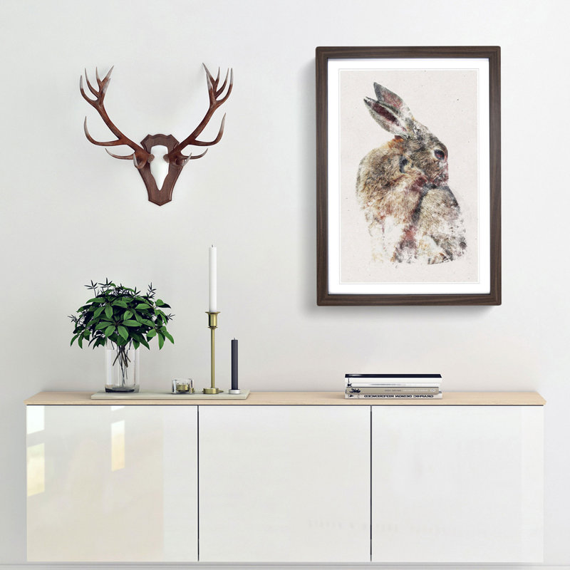 Brown Rabbit - Framed Print, 87cm H x 62cm W x 2cm D, Walnut Framed