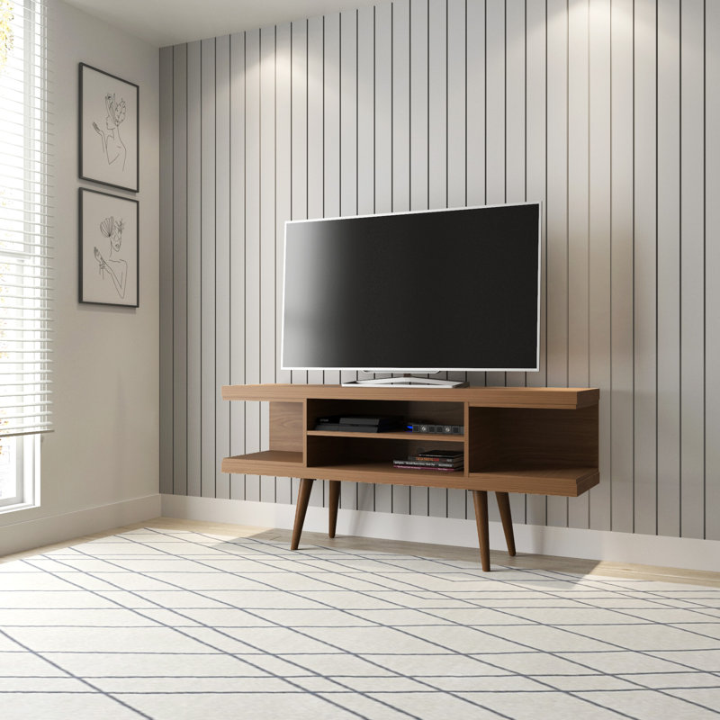 Utopia 53" Contemporary Modern 4-Shelf TV Stand for TVs up to 50" in Maple Cream, Brown