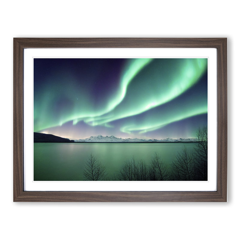 XH1022-8338X Stimulating Northern Lights - Single Picture Frame Print, 34cm H x 46cm W x 2cm D, Walnut Framed
