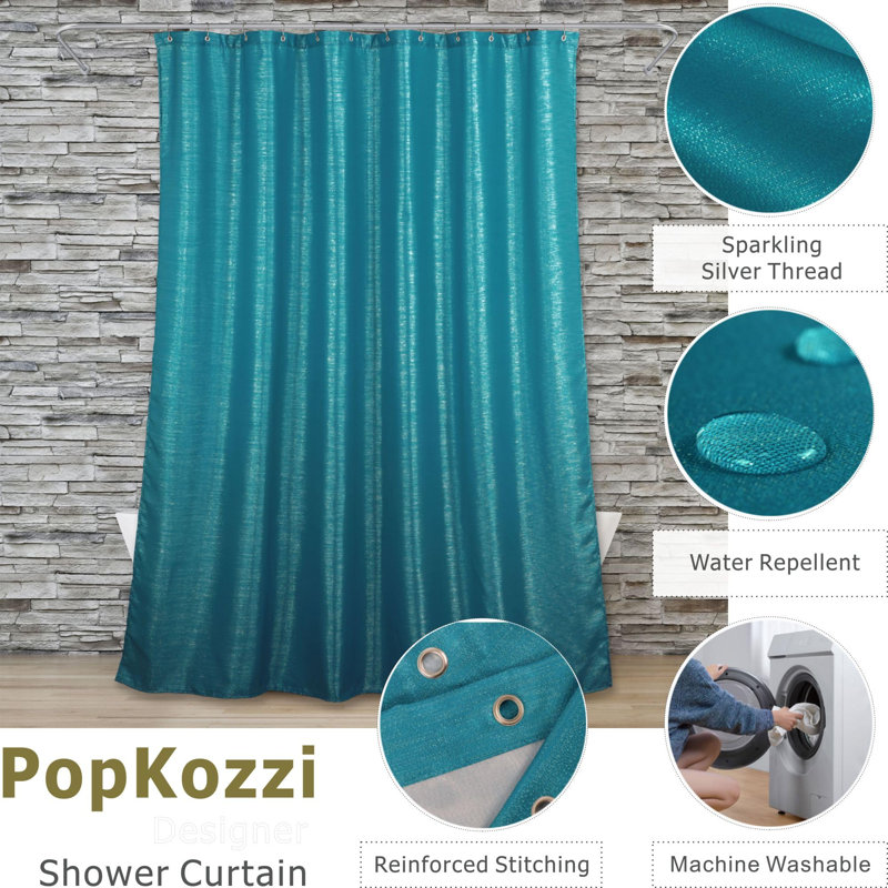 Rytis Polyester Shower Curtain, Dark Teal Blue
