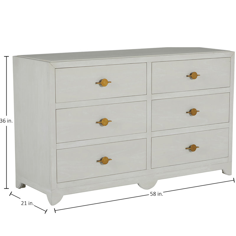 Fairmont 6 Drawer 58" W Solid Wood Double Dresser