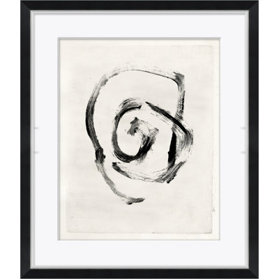 «Black & White Swirl» - Peinture encadrée sur papier