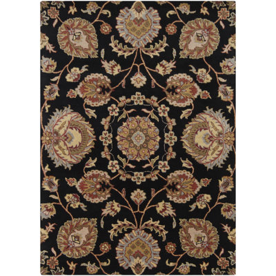 Bartz Authentic Hand-Tufted Handmade Black, Beige, Rust & Sage Green Traditional Oriental Wool Area Rug