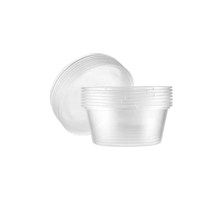 Contenant rond en plastique transparent 10 oz avec couvercle Ecoqualité - Contenants de rangement jetables et réutilisables pour les restes, la préparation des repas, les mets à emporter, la restauration, les pique-niques et l'utilisation quotidienne (168)