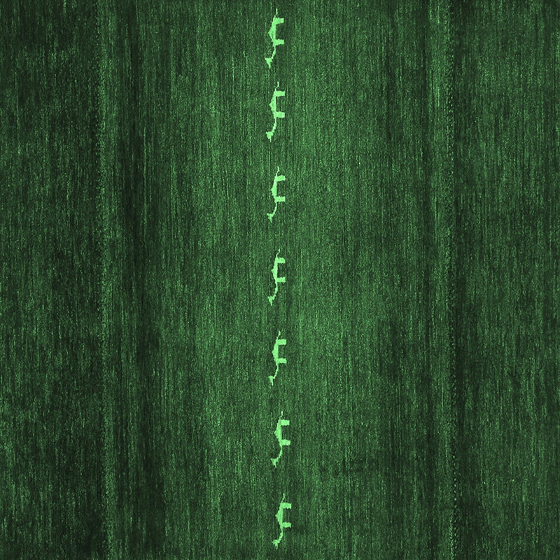 Tapis en laine / polyester tissé à la machine vert foncé / vert clair, Carré 6 pi