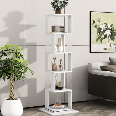 Stylish Rotating Bookshelf - Particle Board Utilized Fits Books, Vases, Coffee Tables Fall Assurance Provided Large Capacity Bookcase With Framework U by SnugglySolace