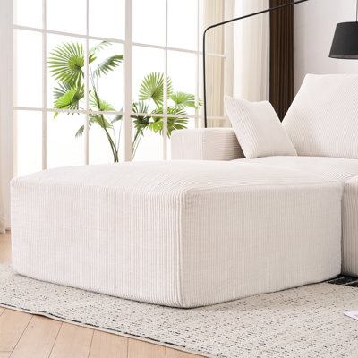 Canapé modulaire en forme de U de 113 po pour canapé, désossé en forme de U pour le salon, canapé avec méridienne, aucun assemblage requis, rembourrage en velours côtelé de luxe 3 places, convertible en lit en L, moderne