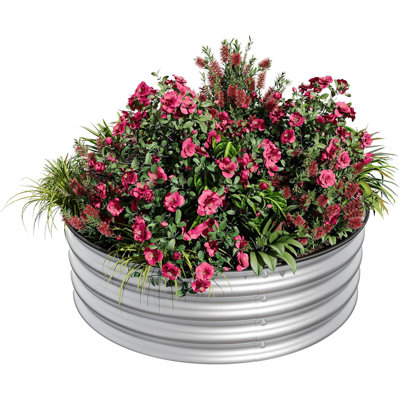 Round Raised Garden Bed, 4ft x 1.5ft Galvanized Steel Planter with Rust & Corrosion Protection, Safe Rubber Edges, Open Bottom, Easy Assembly – Large Metal Bed for Vegetables, Flowers & Herbs