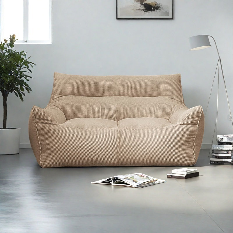 Canapé à billes rétro minimaliste, H 25,59 po x l 47,24 po x P 31,49 po, Polyester brun clair