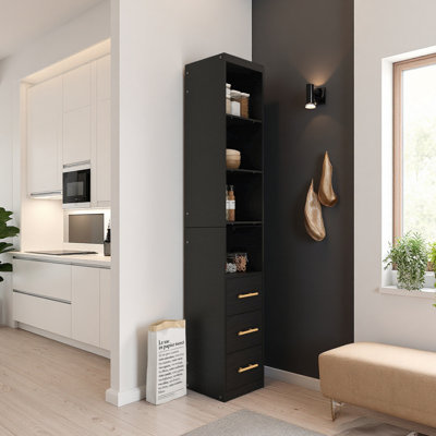 Armoire de rangement haute 85,04 po avec tiroir et tablettes, armoire étroite pour salle de bain, buanderie et salon