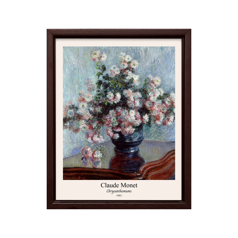 Claude Monet - Chrysanthème, Poster, 12"H x 16"W, Brown Framed