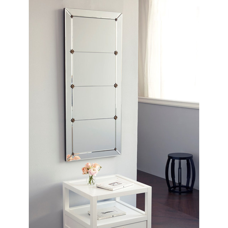 Rosette Flat Beveled Wall Mirror, 49" x 21"