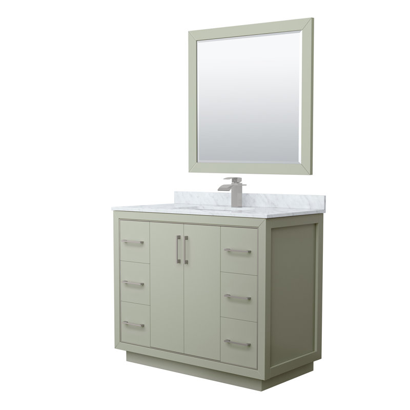 42 in. Single Vanity with Mirror, Light Green, Brushed Nickel
