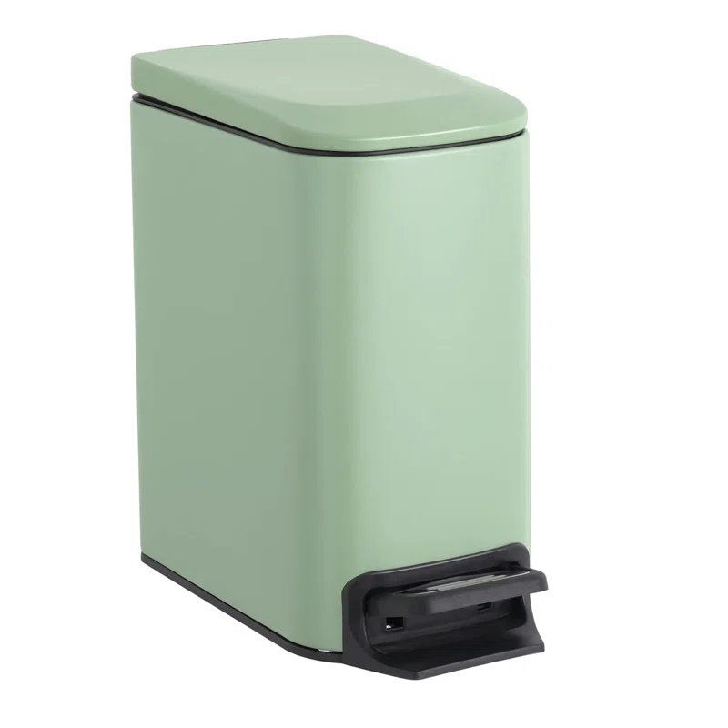 Poubelle rectangulaire à pédale latérale en acier inoxydable, Sauge, 3L