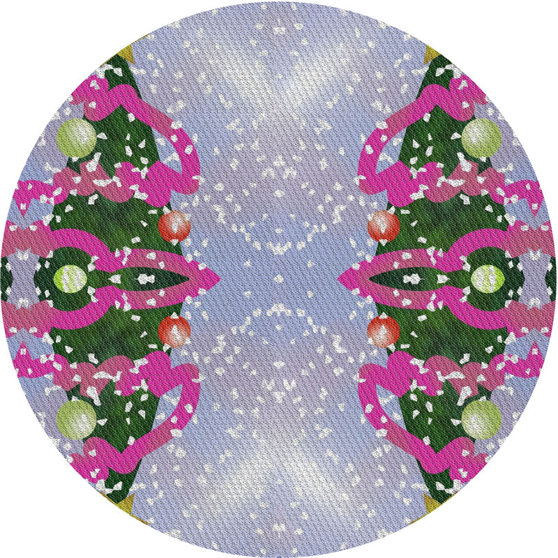 Rose/vert Tapis décoratif pheeney, Rond 6 pi
