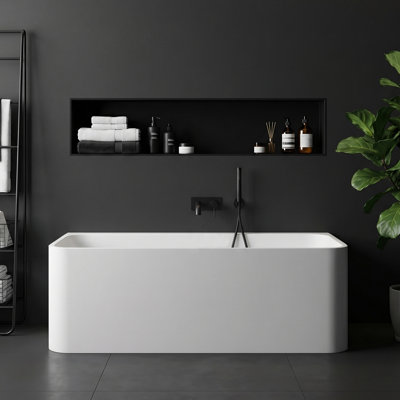 Pensen 55'' Freestanding Tub Solid Surface Freestanding Soaking Bathtub