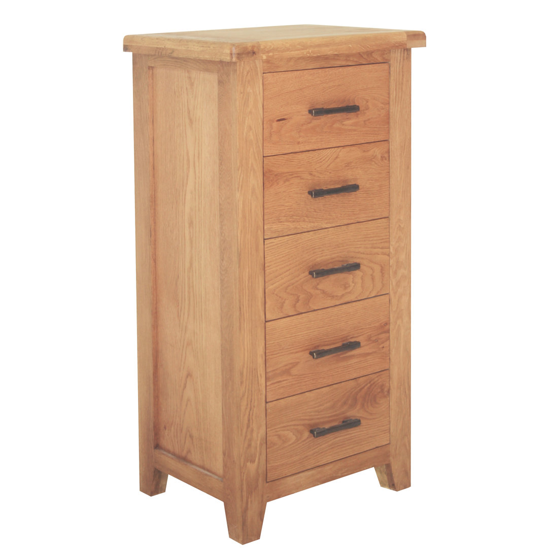 Ashly Solid Wood 55cm W 5 - Drawer Chest of Drawers
