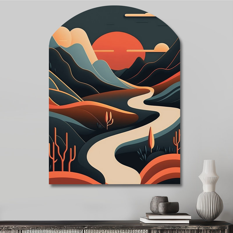 Pin, paysage graphique en terre cuite, paysage de paysage III, H 34 po x l 25 po