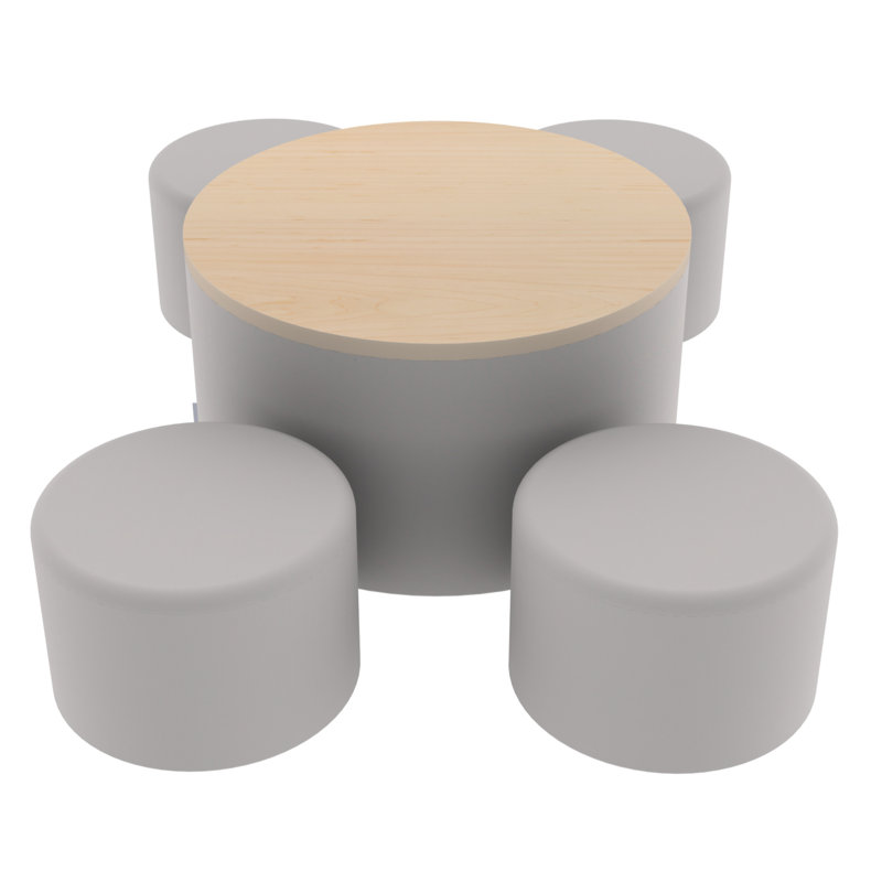 Ensemble 5 pièces de table ronde avec repose-pieds H 12 po Pro Series Pro Series, Gris / érable