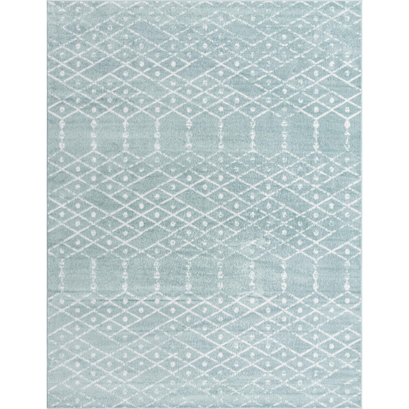 Sierra Geometric Area Rug, Runner 2' x 6', Aqua 
