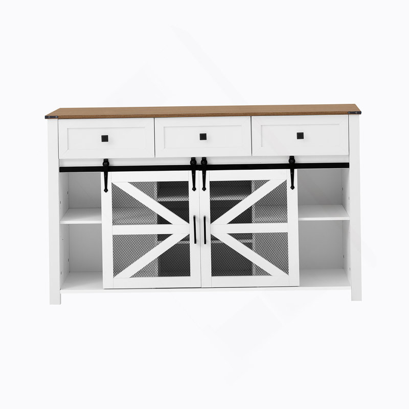 Sideboard Buffet Cabinet With Drawers, Adjustable Shelves, Accent Cabinet With Aluminum Handles For Living Room, Dining Room