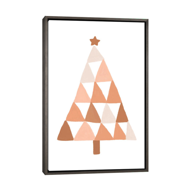 Arbre de Noël pastel par Orara studio-reproduction d’art, H 26 po x l 18 po x 1,5 po, Toile avec cadre gris, Pas de tapis