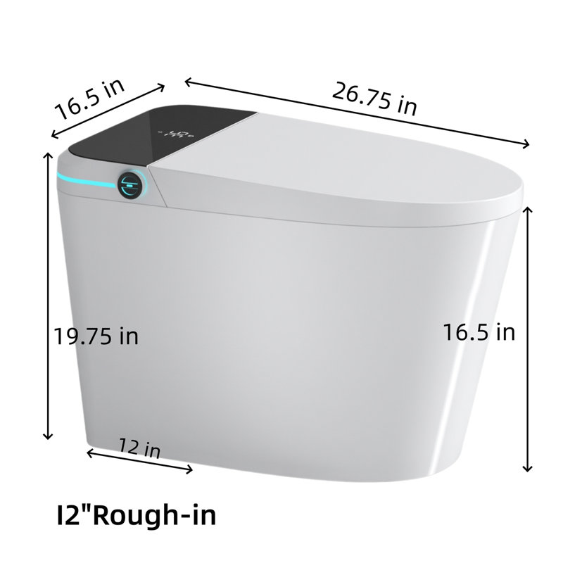 Toilette moderne et intelligente avec siège de bidet intégré, ouverture / fermeture automatique, siège chauffant, séchoir à air chaud et capteur de pied
