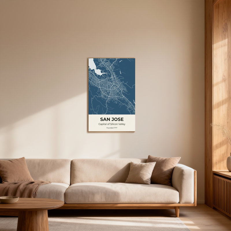 «Scenic & Cityscapes San Jose City Map», reproduction d'art, H 40 po x l 28 po