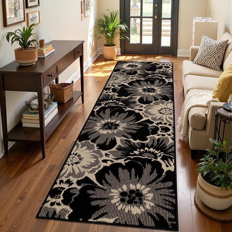 Tapis antidérapant à motif floral, Runner 2' x 8'