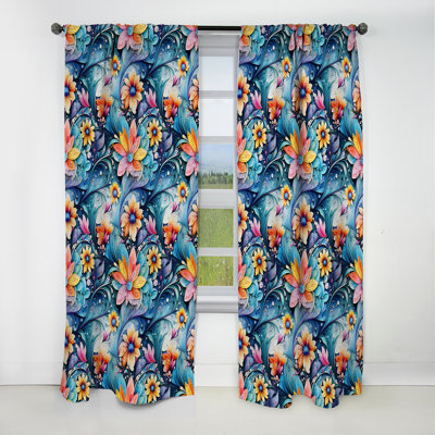 Motif cachemire II Watercolor Delight - motif floral - rideau occultant en velours - 1 panneau