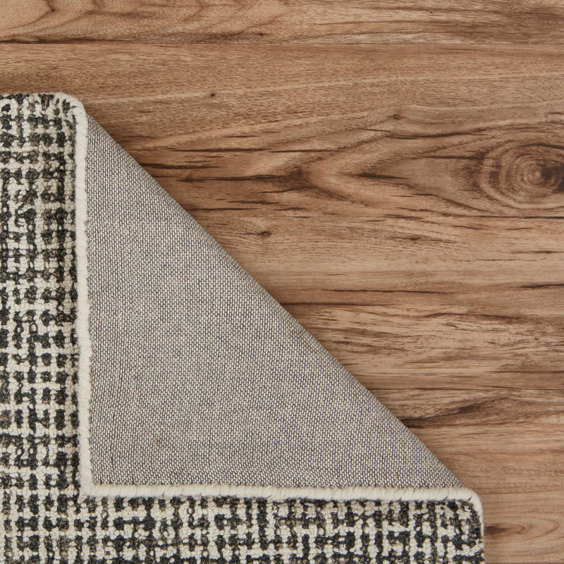 Abstract Contemporary Grid Handmade Wool Blend Area Rug, Runner 2'6" x 8', Gray/White
