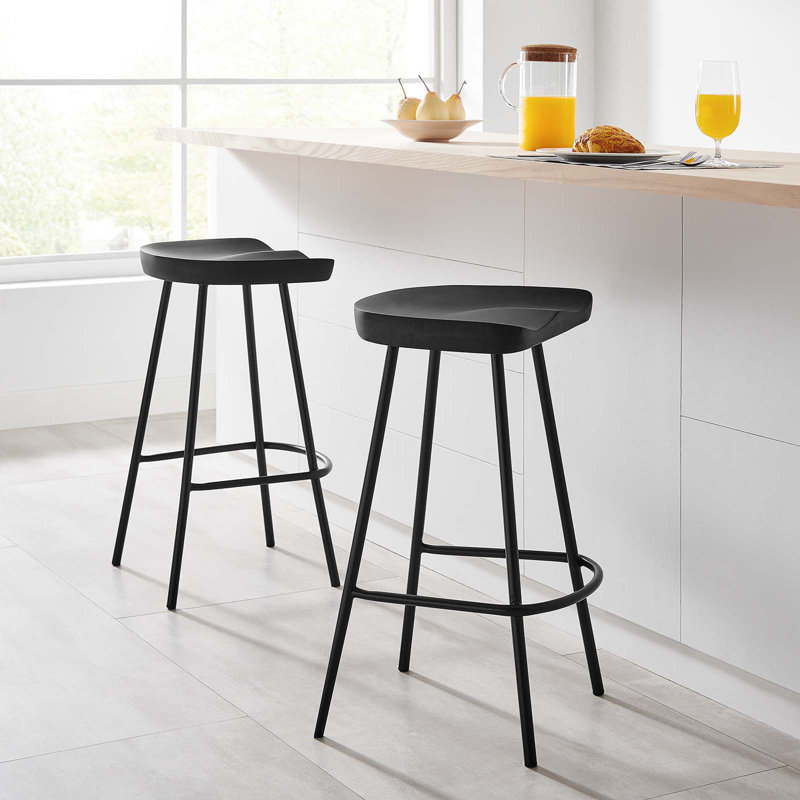 Black Adjustable Saddle Style Wood and Metal Counter Stools