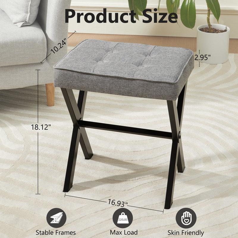 Tabouret d'appoint Cracraft, Noir, Gris