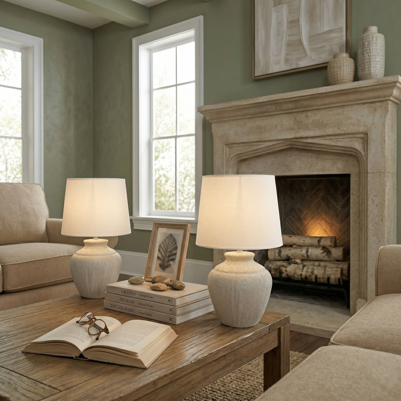 25" Ceramic Table Lamp Set