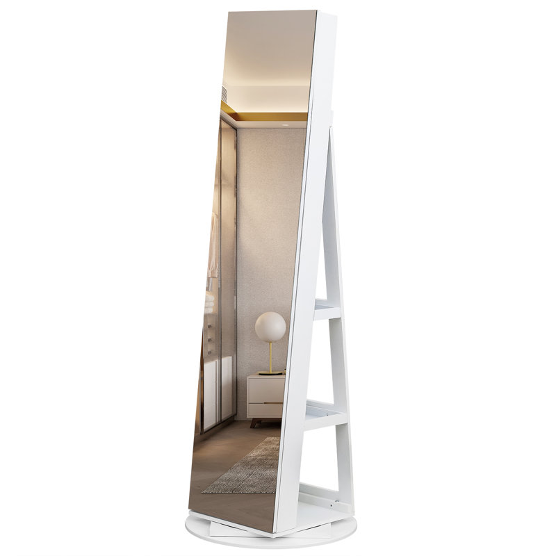 Armoire de rangement à miroir blanche 5 tablettes rotatives
