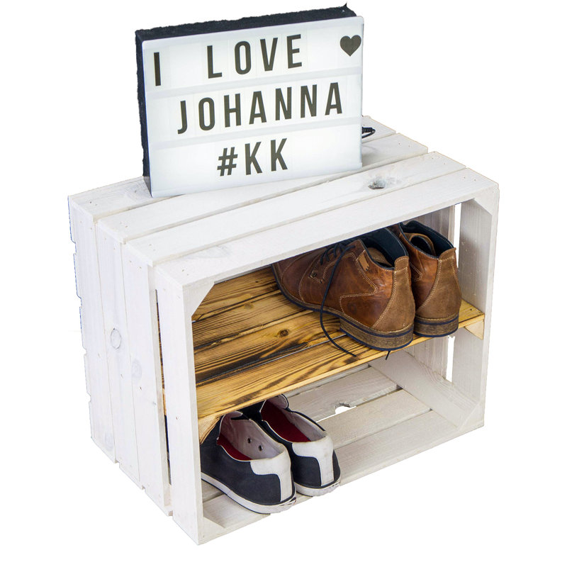 4 Pair Stackable Solid Wood Shoe Rack