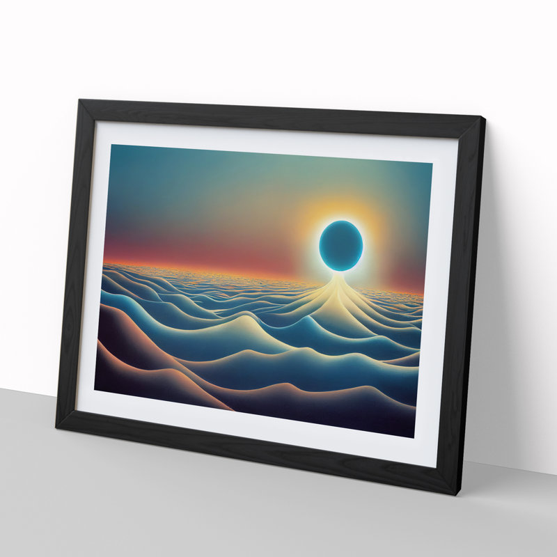 XH1022-8736X Surrealistic Ocean View Abstract - Single Picture Frame Print, 46cm H x 64cm W x 2cm D, Black