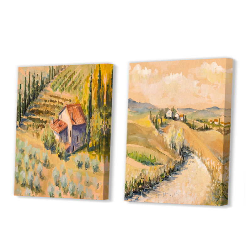 Ensemble de 2 pièces d'art campagnard en Toscane, Italie, H 40 po x l 60 po x P 1,5 po