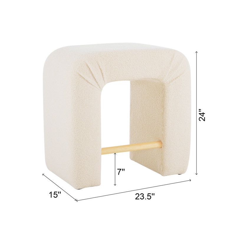 24" H Boucle Stool Set Of 2, Counter Stool With U-Shaped Design, Bar Stools Dining Chairs, Beige