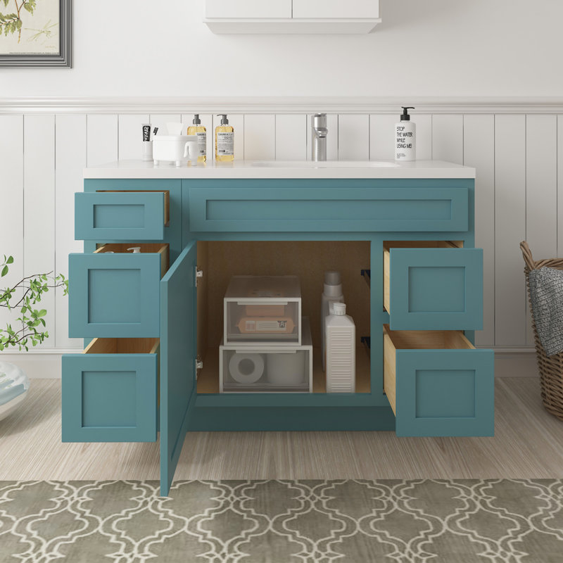 Base de meuble-lavabo simple 48 po seulement, Bleu sarcelle