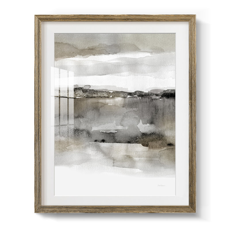 Neutre harmonie, reproduction encadrée, Blanc, Papier avec cadre noyer