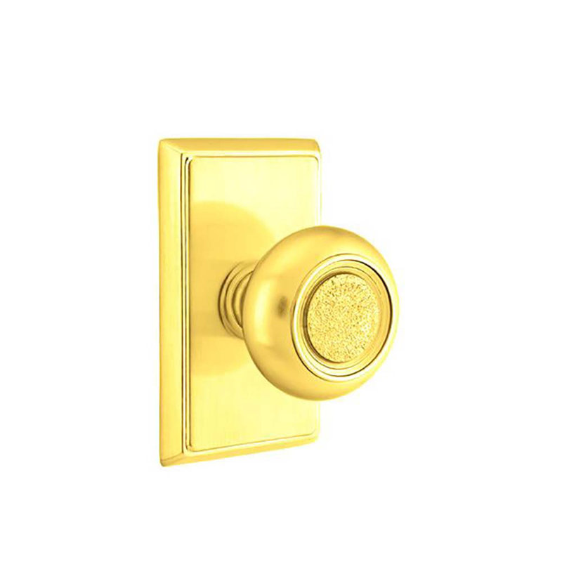 Ensemble de faux boutons Emtek avec rosette rectangulaire et bouton Belmont, Laiton poli