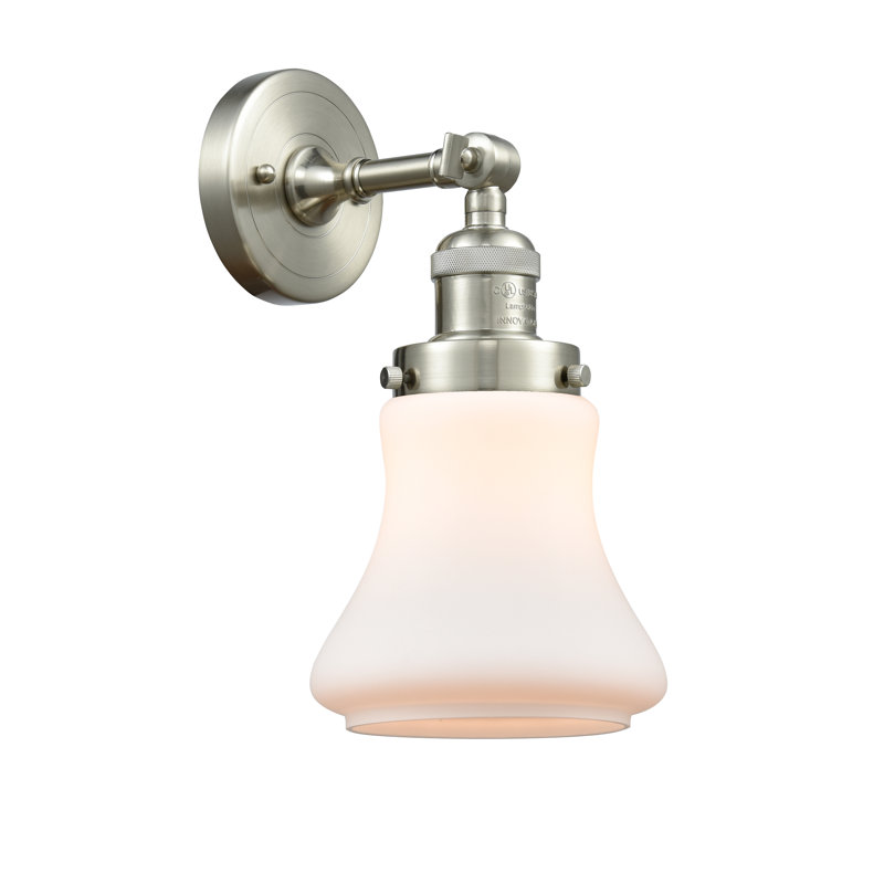 Edda Dimmable Bath Sconce, 6 Watt Vinage LED Bulb, Brushed Satin Nickel, Matte White