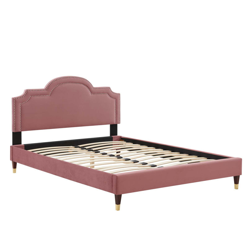 Modway Aviana Performance Velvet Bed, King, Dusty Rose