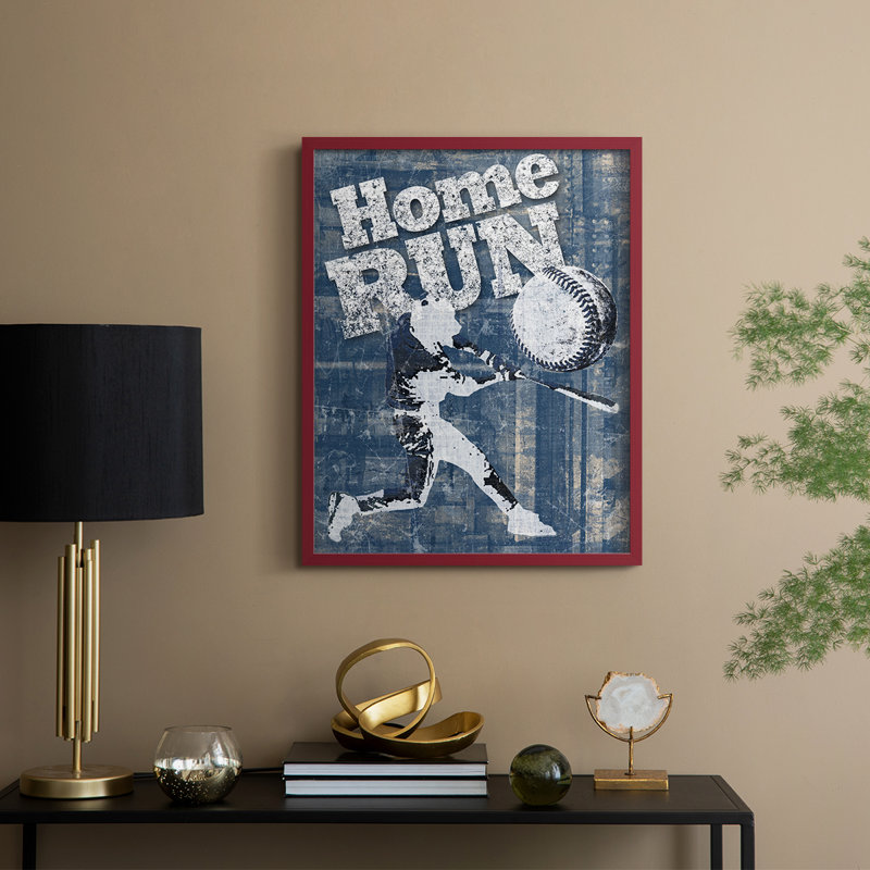 Reproduction encadrée Home Run - bois massif, H 11 po x l 9 po, Rouge