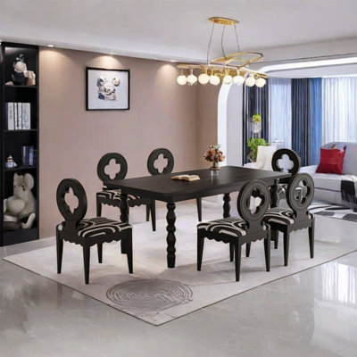 Vintage solid wood rubber wood dining table set