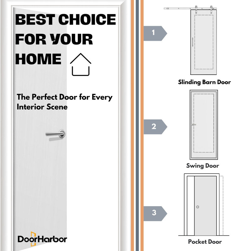 Interior Door Slab Only (Not Prehung), Plain Flush Design, White Primed, Solid Core, Available Pre-Drilled (Left or Right Door Handing) for Swing Doors or Non Pre-Drilled (Reversible Door Handing) for Sliding, Swing, Barn, Pocket, or Bifold Use 